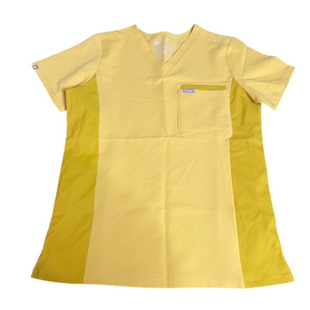 FIGS Catarina Light Gold Yellow V-Neck Scrub Top XS Limited Edition RN CNA VET - Picture 2 of 5